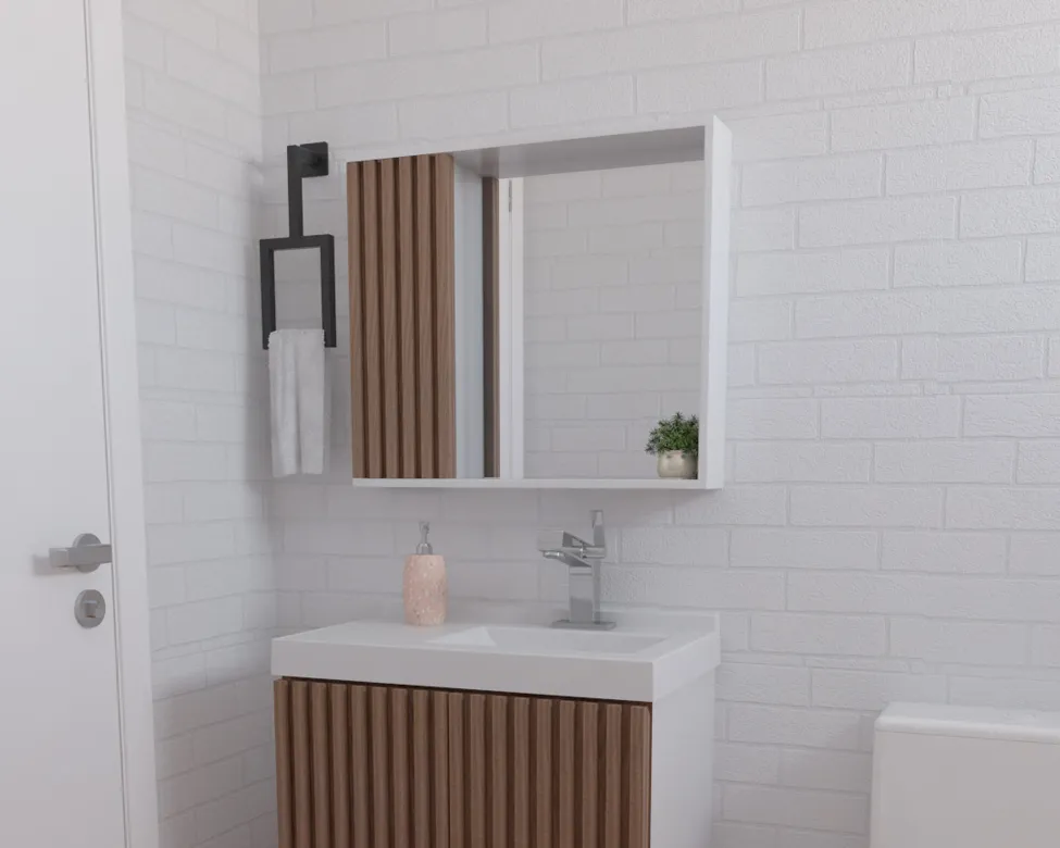 ESPELHEIRA VENTURI RIPADO 80CM BRANCO/JEQUETIBA - Imagem 2